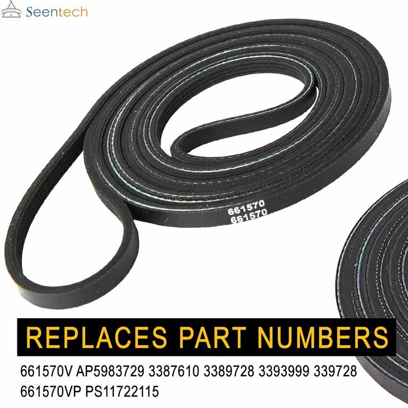 Seentech 661570 Dryer Drum Belt - Compatible with Whirlpool & Kenmore Dryers - Replaces Part Numbers 661570V AP5983729 3387610 3389728 3393999 339728 661570VP PS11722115 - Image 4